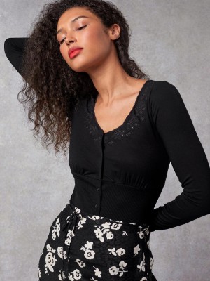 Rouje Ivana T-shirt Topper Svarte | Norge_P21533