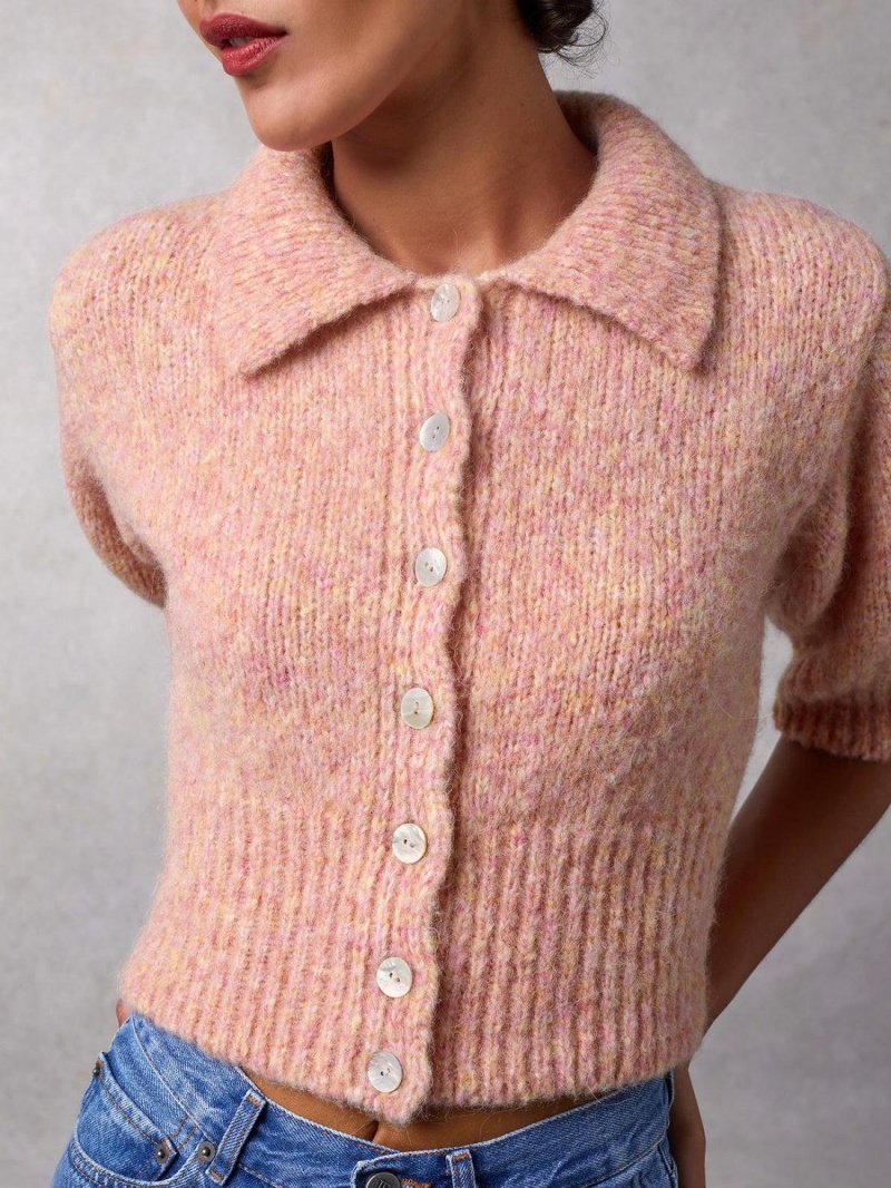 Rouje Yves Cardigan Strikkevarer Rosa | Norge_P13432